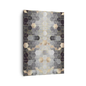 Obraz na płótnie - Geometryczny wzór w złotych odcieniach - 70x100cm - Diamentowa kompozycja - Nowoczesna dekoracja ścienna do salonu i sypialni ARTTOR