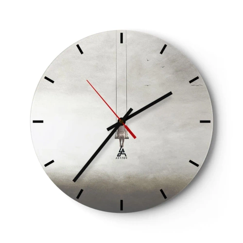Zegar ścienny - Postać na huśtawce zawieszonej w minimalistycznej przestrzeni - 30x30cm - Dziecko w nas - Nowoczesna dekoracja ścienna do salonu, kuchni i sypialni ARTTOR