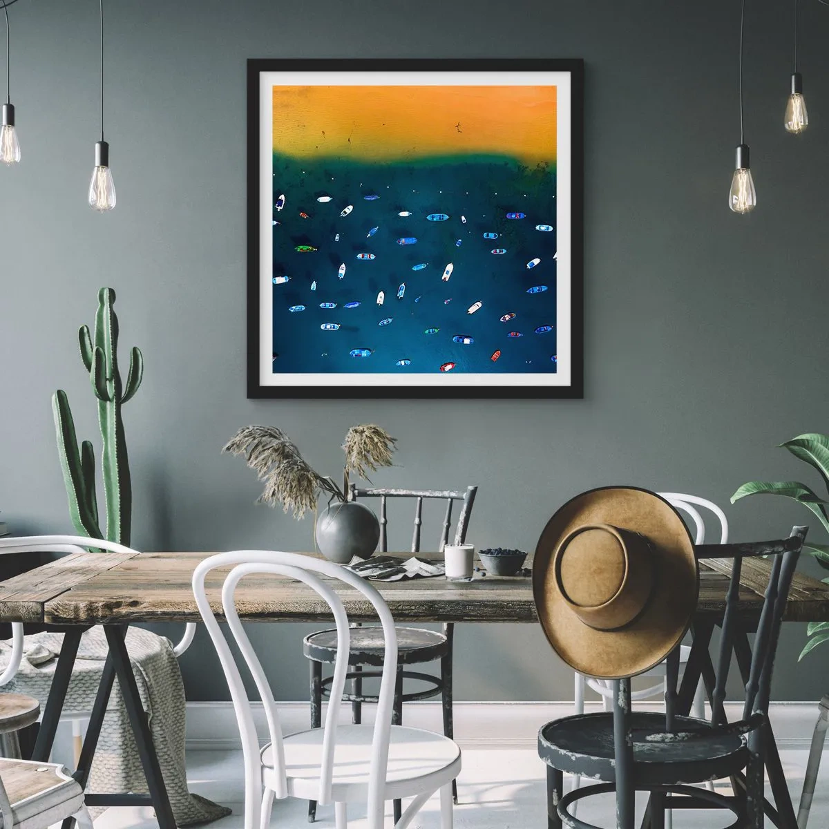 Plakat w czarnej ramie - Wakacyjna gra - 40x40 cm