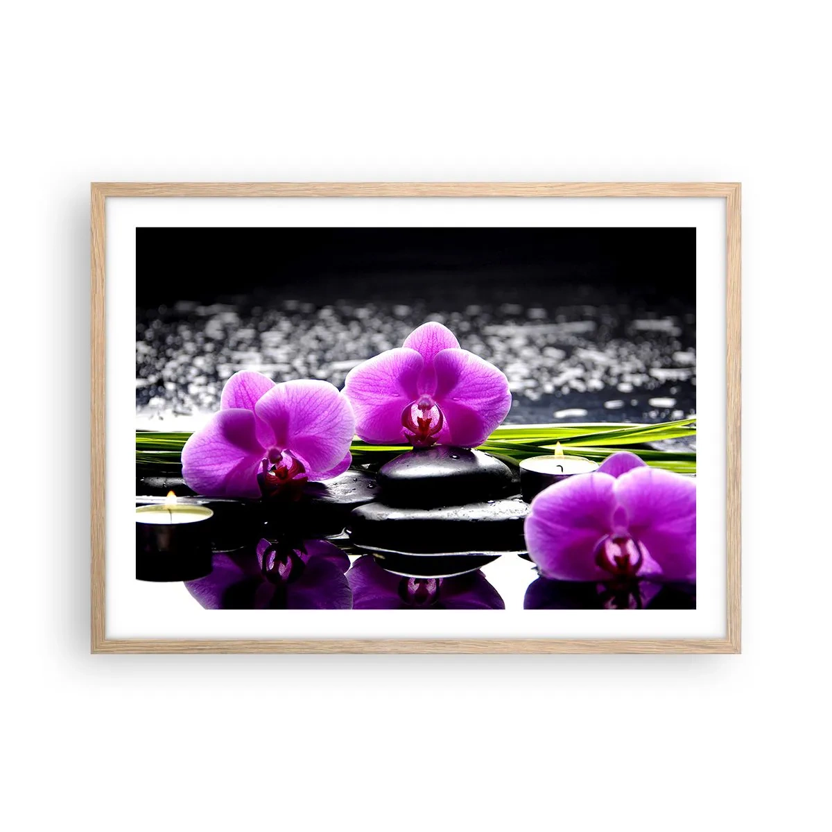 Plakat w ramie jasny dąb - Utonąć w ciszy i spokoju - 70x50 cm