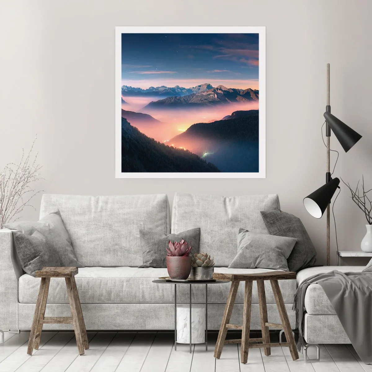 Plakat - Światło w dolinach - 30x30 cm