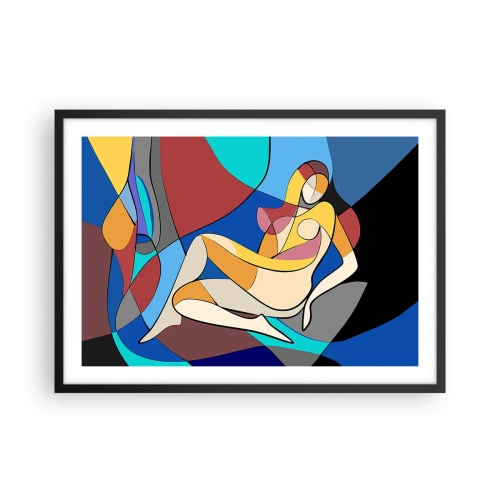 Plakat w czarnej ramie - Kolorowy akt w stylu kubistycznym - 70x50cm - Kubistyczny akt - Nowoczesna dekoracja ścienna do salonu i sypialni ARTTOR
