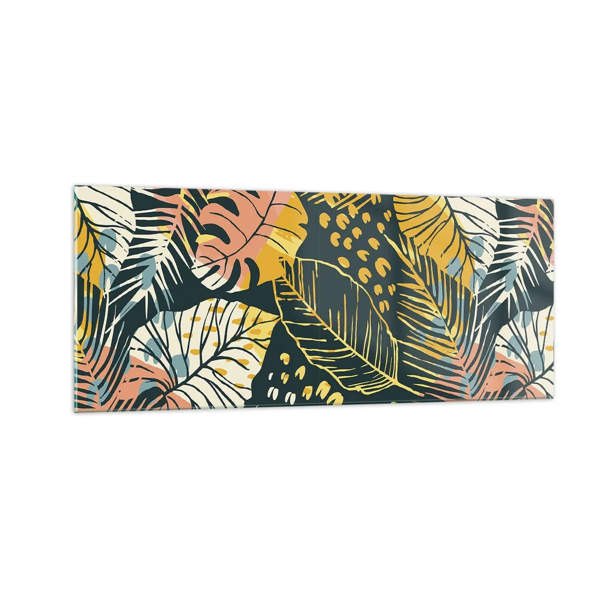 Obraz na szkle - Liściasta fantazja - 100x40 cm