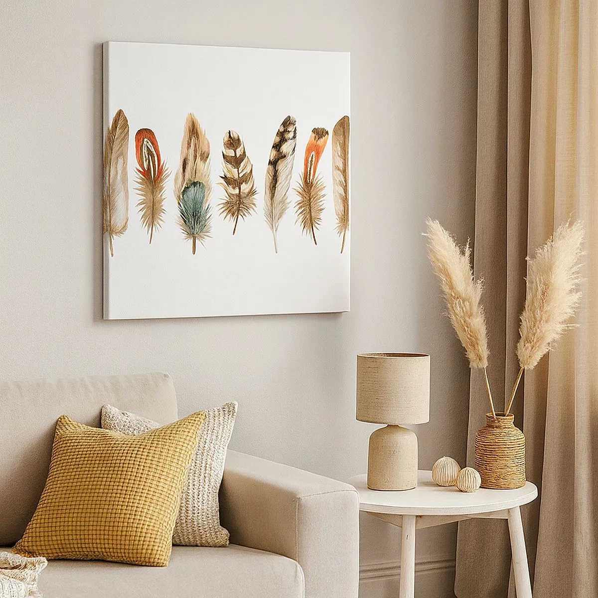 Obraz na płótnie - Pierzasta wariacja - 30x30 cm