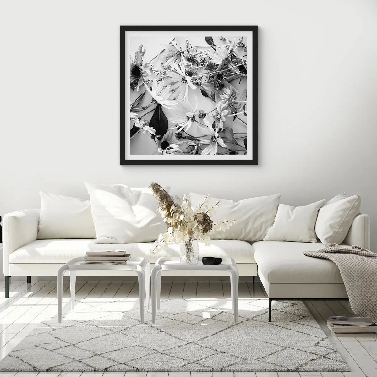 Plakat w czarnej ramie - Nie-bukiet kwiatów - 30x30 cm