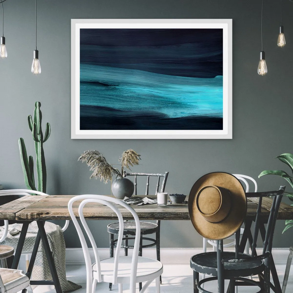 Plakat w białej ramie - Popłyń z nurtem - 100x70 cm