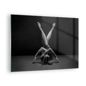 Obraz na szkle - Akt kobiecy w geometrycznej kompozycji ciała - 70x50cm - Geometria nagości - Nowoczesna dekoracja ścienna do salonu i sypialni ARTTOR