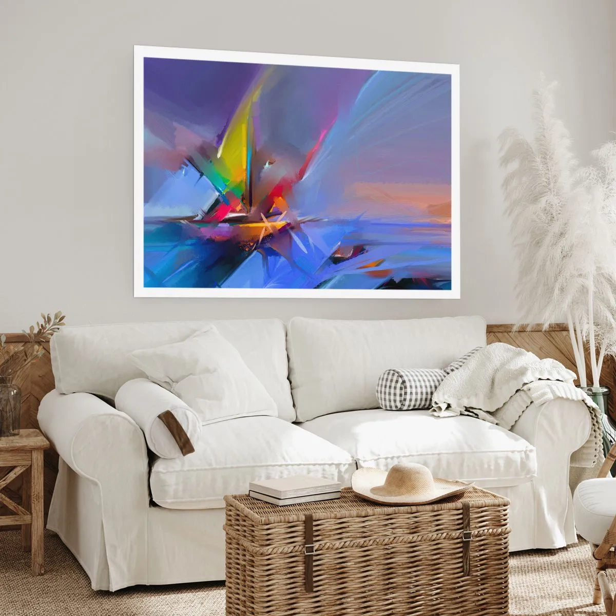 Plakat - Abstrakcyjna kompozycja z intensywnymi kolorami - 100x70cm - Śmigła jak ptak - Nowoczesna dekoracja ścienna do salonu i sypialni ARTTOR