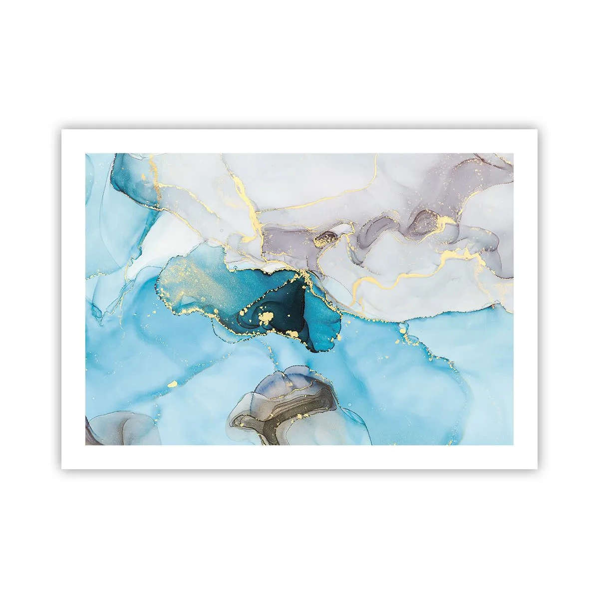 Plakat - Studium spotkania szarości z turkusem - 70x50 cm