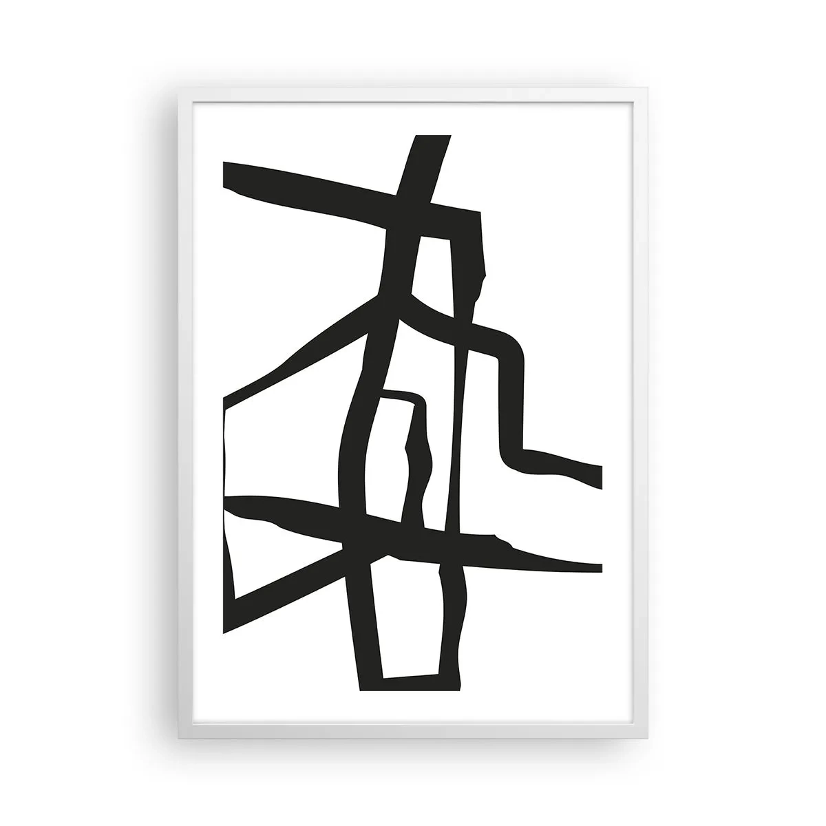 Plakat w białej ramie - Czarno-biała konstrukcja - 50x70 cm