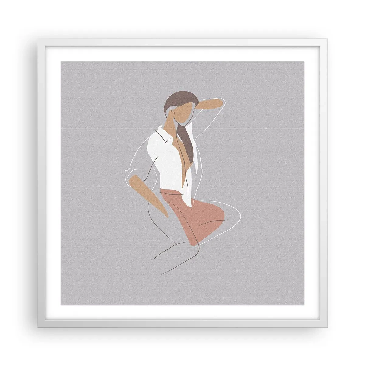 Plakat w białej ramie - Zarys wdzięku - 60x60 cm