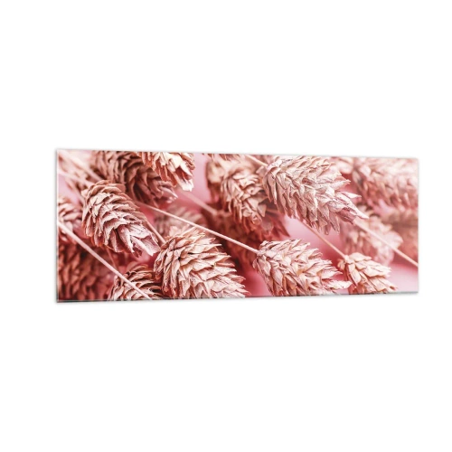 Obraz na szkle - Zbliżenie na kłosy w różowym odcieniu - 140x50cm - Kwietna kaskada w różu - Nowoczesna dekoracja ścienna do salonu i sypialni ARTTOR