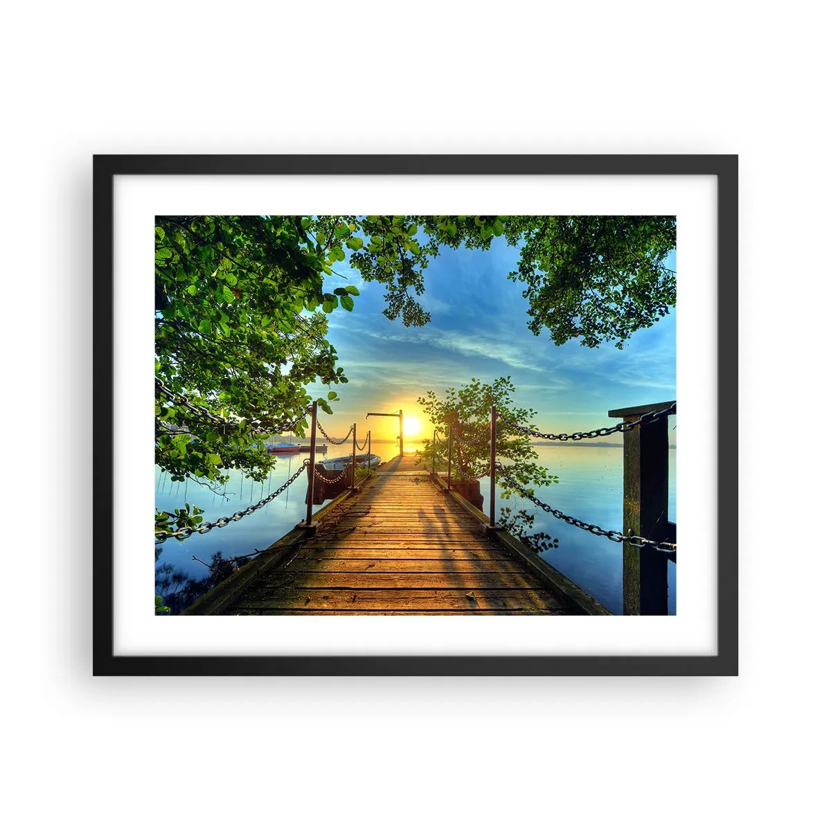 Plakat w czarnej ramie - Zachód nad wodą - 50x40 cm
