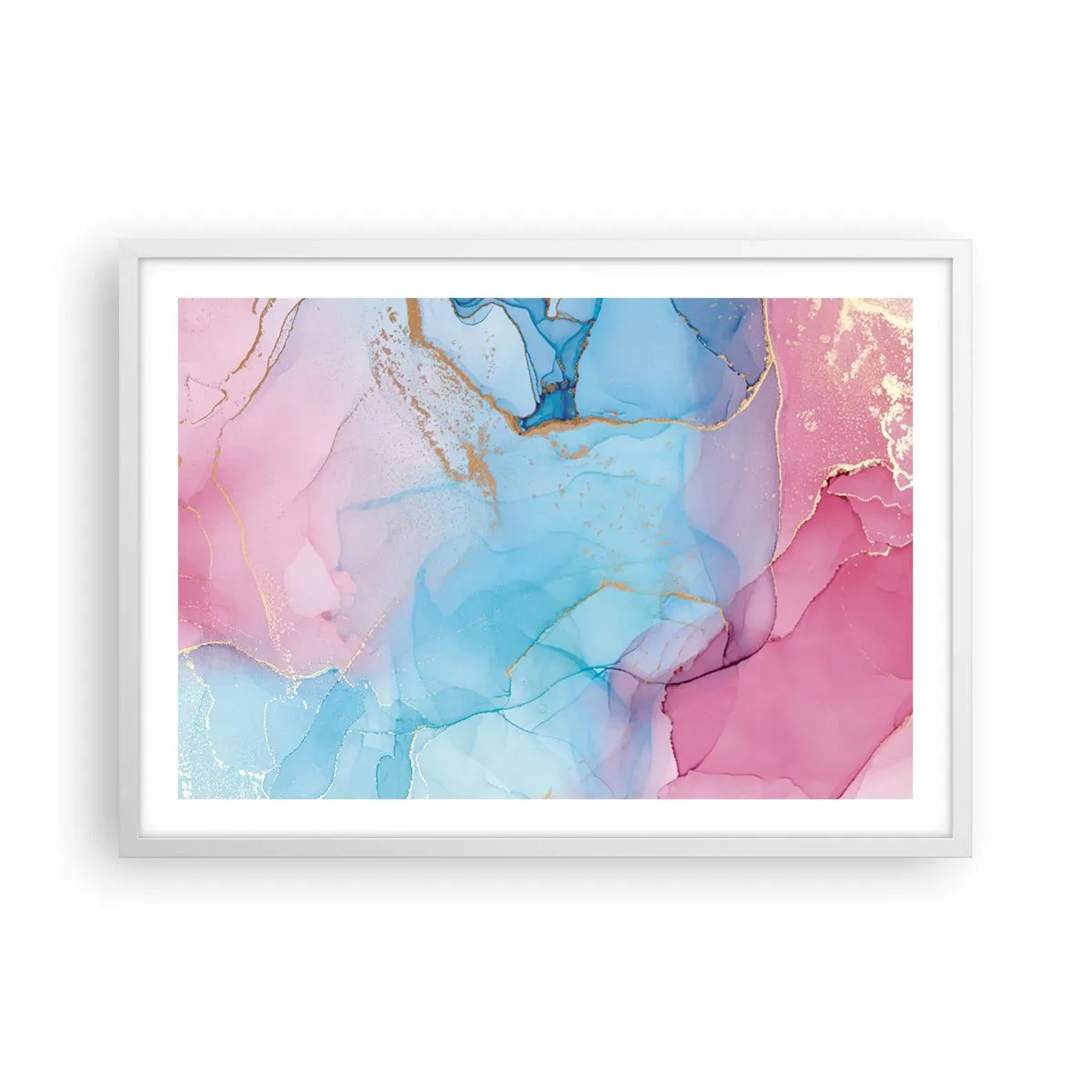 Plakat w białej ramie - Spotkanie i przenikanie - 70x50 cm