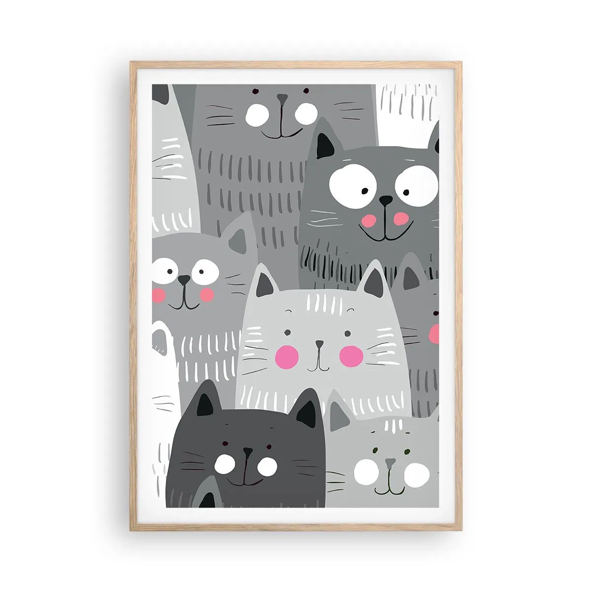 Plakat w ramie jasny dąb - Koci świat - 70x100 cm