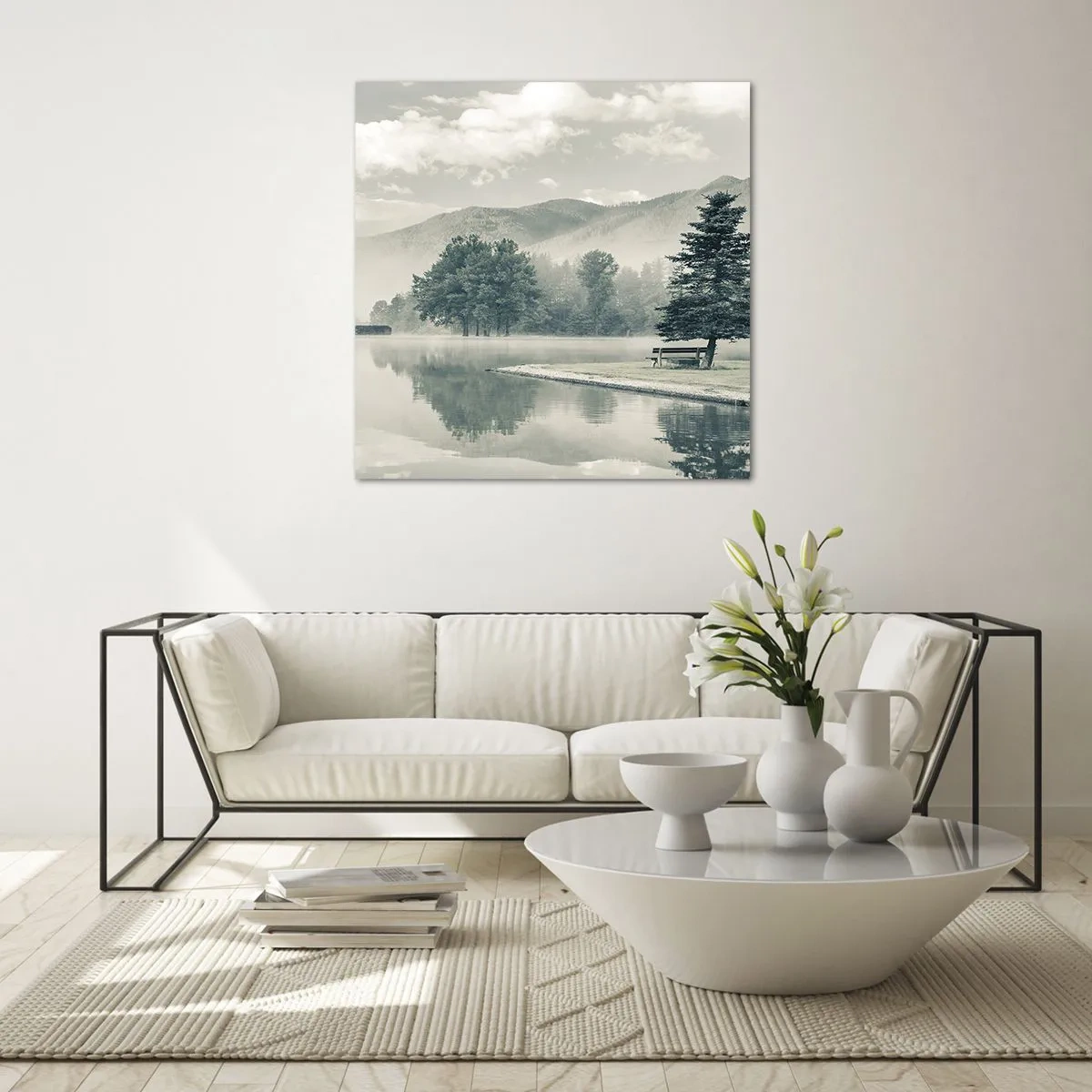 Obraz na szkle - Jezioro jeszcze śpi - 60x60 cm