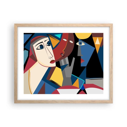 Plakat w ramie jasny dąb - Rozmowa kubistów - 50x40 cm