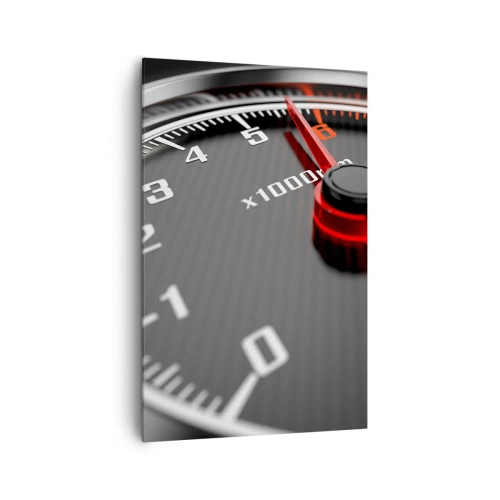 Obraz na płótnie - Zbliżenie na obrotomierz z czerwoną wskazówką - 80x120cm - Gaz do dechy - Nowoczesna dekoracja ścienna do salonu i sypialni ARTTOR