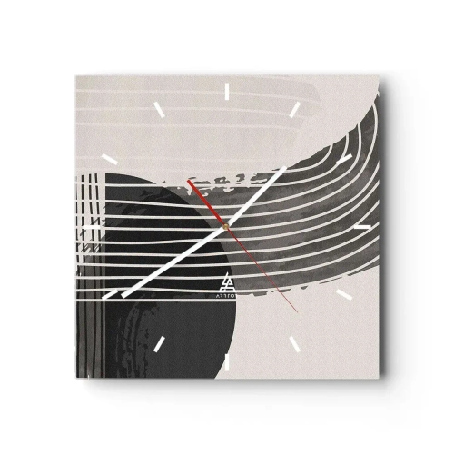 Zegar ścienny - Abstrakcyjny wzór z liniami i geometrycznymi kształtami - 30x30cm - Tam i z powrotem - Nowoczesna dekoracja ścienna do salonu i sypialni ARTTOR