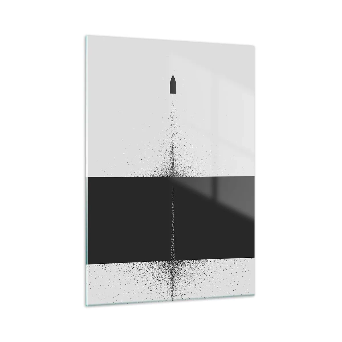 Obraz na szkle - Abstrakcyjna kompozycja czerni i bieli z dynamiczną kreską - 50x70cm - Prosto do celu - Nowoczesna dekoracja ścienna do salonu, kuchni i sypialni ARTTOR
