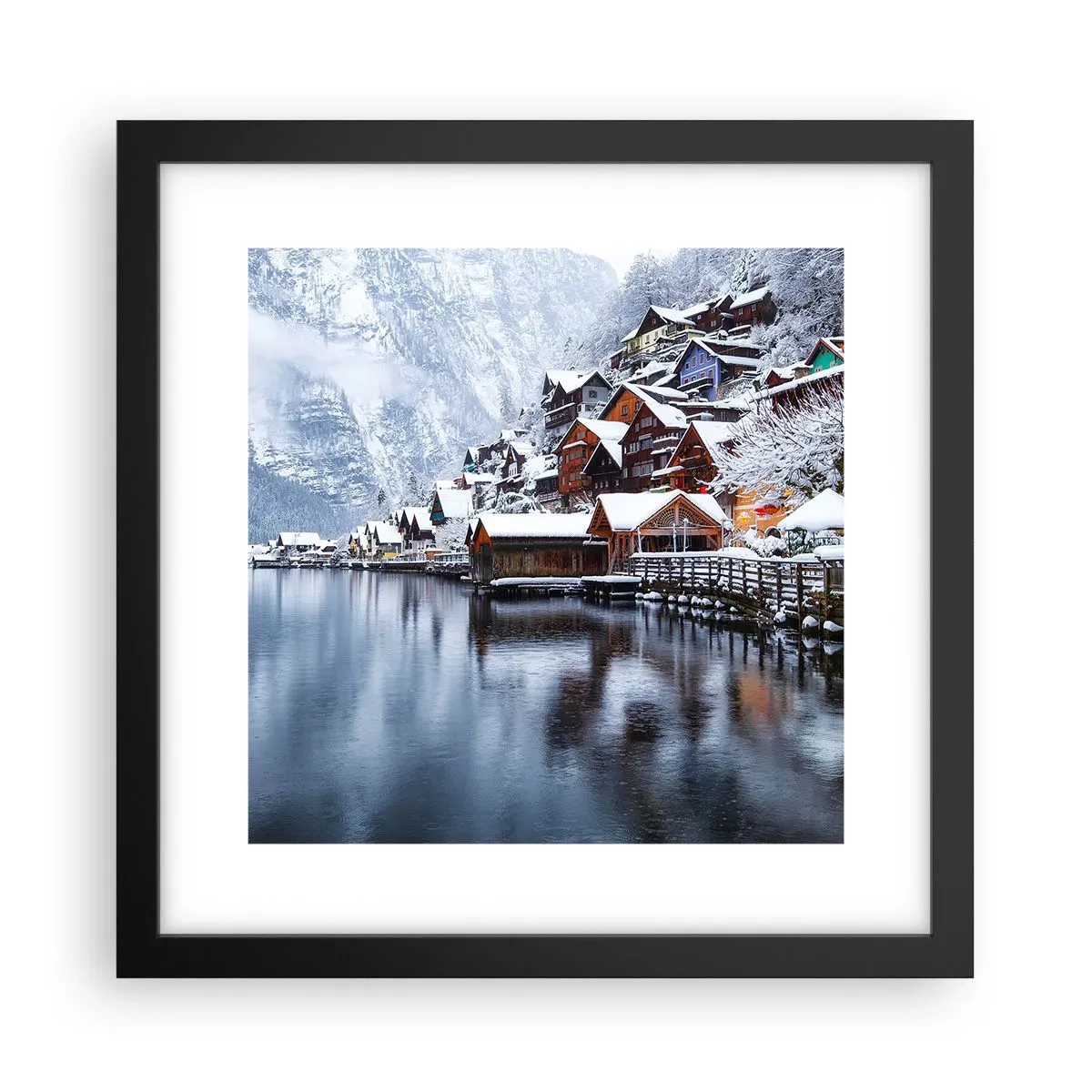 Plakat w czarnej ramie - W zimowej dekoracji - 30x30 cm