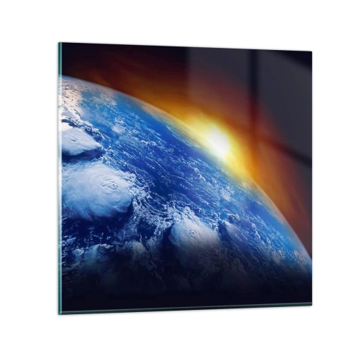 Obraz na szkle - Wschód słońca nad błękitną planetą - 40x40 cm