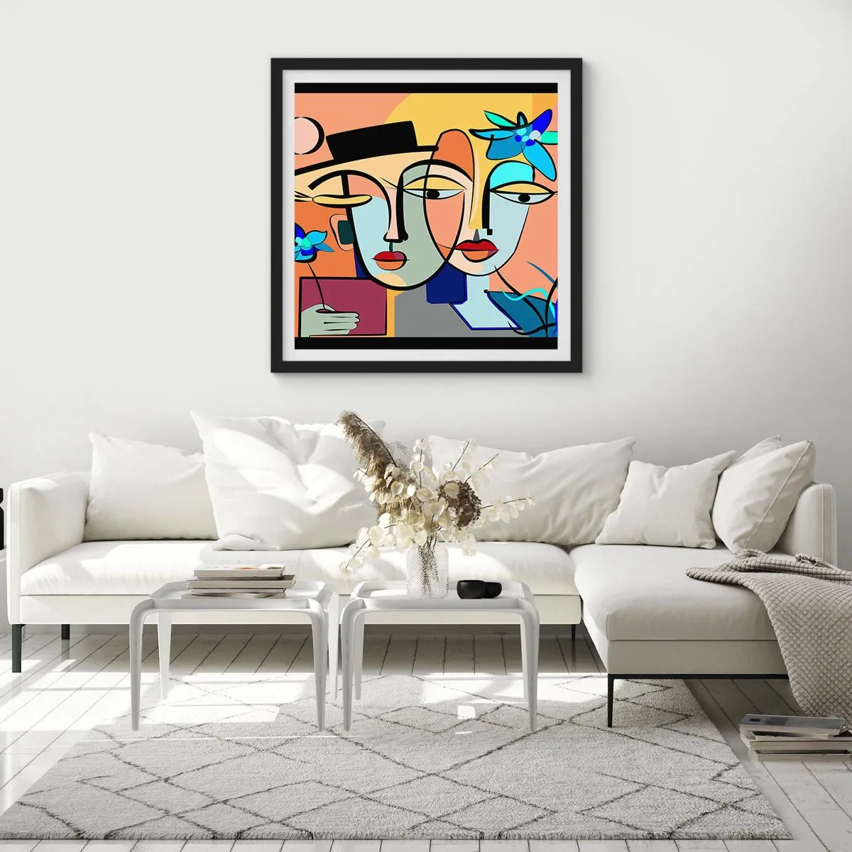 Plakat w czarnej ramie - Picassowskie randez vous - 30x30 cm