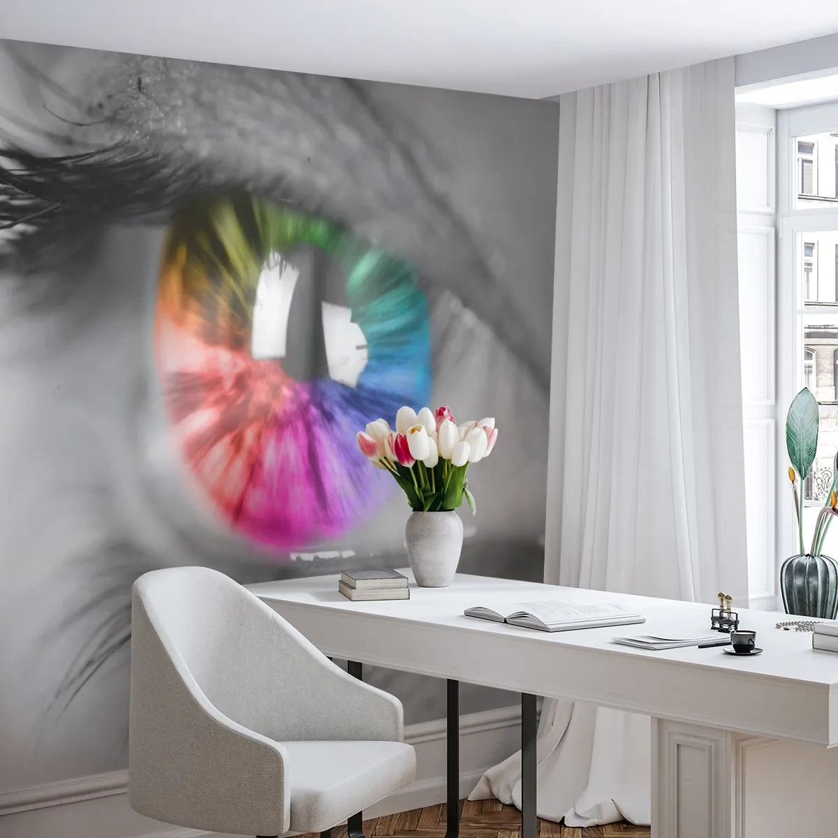 Fototapeta Samoprzylepna Deluxe Sticker - Patrzeć na świat kolorowo - Abstrakcja, Kolorowe Oko, 3D - 250x175 cm