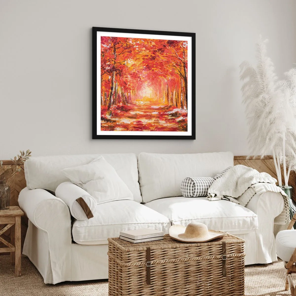 Plakat w czarnej ramie - Miedziany las - 60x60 cm