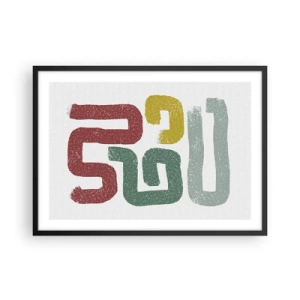 Plakat w czarnej ramie - Kolorowe geometryczne wzory w stylu abstrakcyjnym - 70x50cm - W nieznanym języku - Nowoczesna dekoracja ścienna do salonu i sypialni ARTTOR