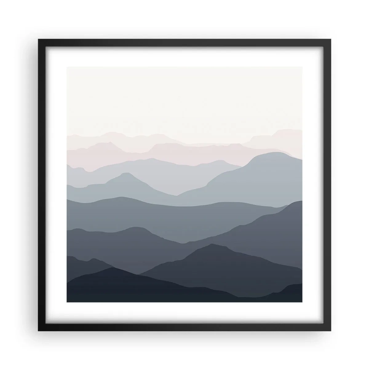 Plakat w czarnej ramie - Fale gór - 50x50 cm