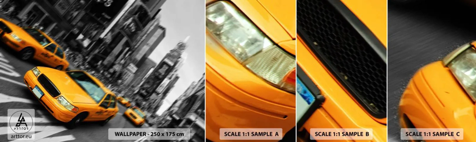 Fototapeta Próbka Standard Eco - Nowojorskie krople słońca - Miasto, Ney York, Taxi - 100x30 cm