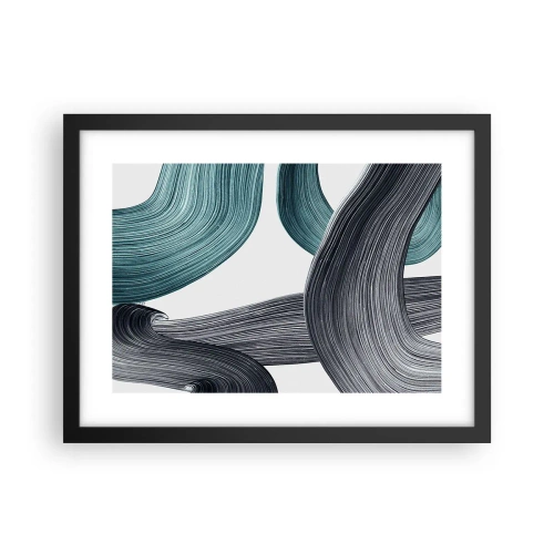 Plakat w czarnej ramie - Szmaragdowe i czarne szlaki - 40x30 cm
