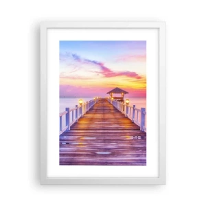 Plakat w białej ramie - Liliowo-złota cisza wieczoru - 30x40 cm