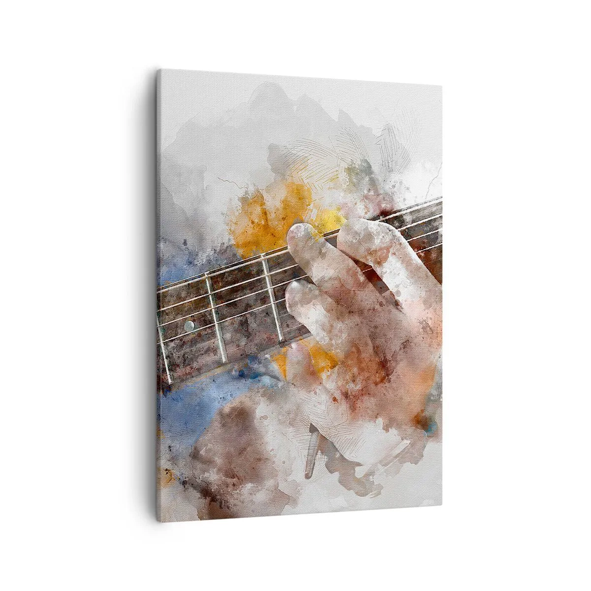 Obraz na płótnie - Artystyczna ilustracja dłoni grającej na gitarze - 50x70cm - Poezja między strunami - Nowoczesna dekoracja ścienna do salonu, kuchni i sypialni ARTTOR