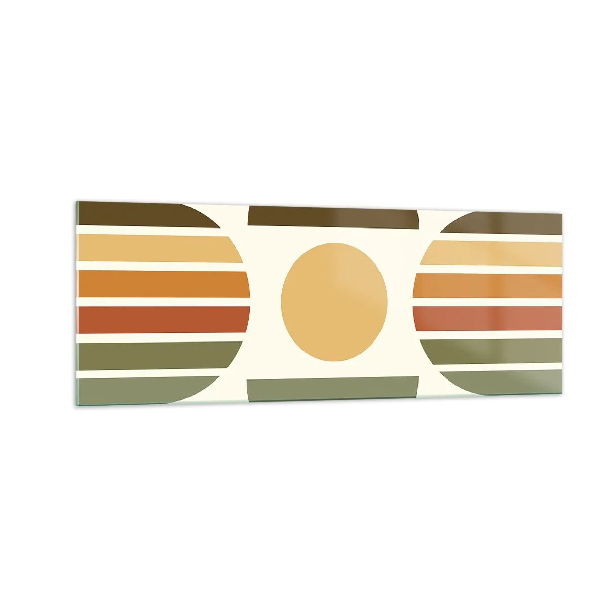 Obraz na szkle - Geometryczna kompozycja z półokręgami i paskami w odcieniach ziemi - 140x50cm - W kolorach ziemi - Nowoczesna dekoracja ścienna do salonu i sypialni ARTTOR