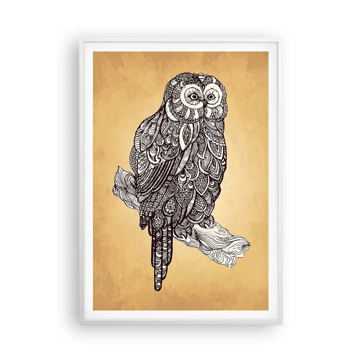 Plakat w białej ramie - Misterne ornamenty mądrości - 70x100 cm