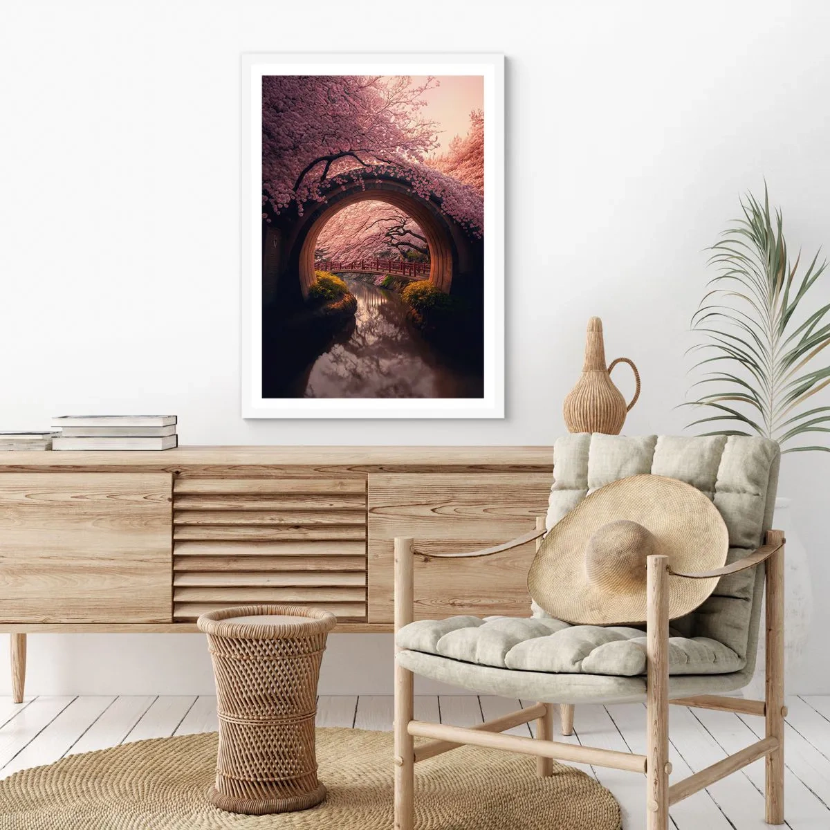 Plakat w białej ramie - Japońska wiosna - 40x50 cm