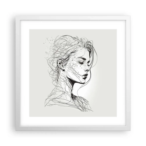 Plakat w białej ramie - Portret w zamyśleniu - 40x40 cm