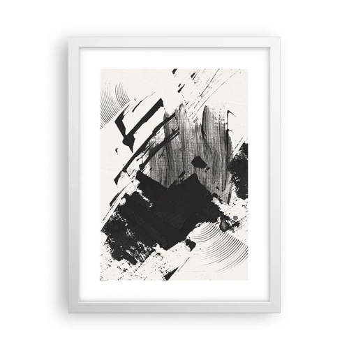 Plakat w białej ramie - Abstrakcja – ekspresja czerni - 30x40 cm