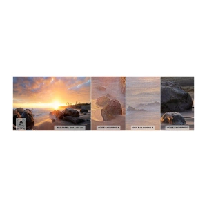 Fototapeta Próbka Premium Canvas - Świetlista bryza wieczoru - Krajobraz, Morze, Wschód Słońca - 100x30 cm