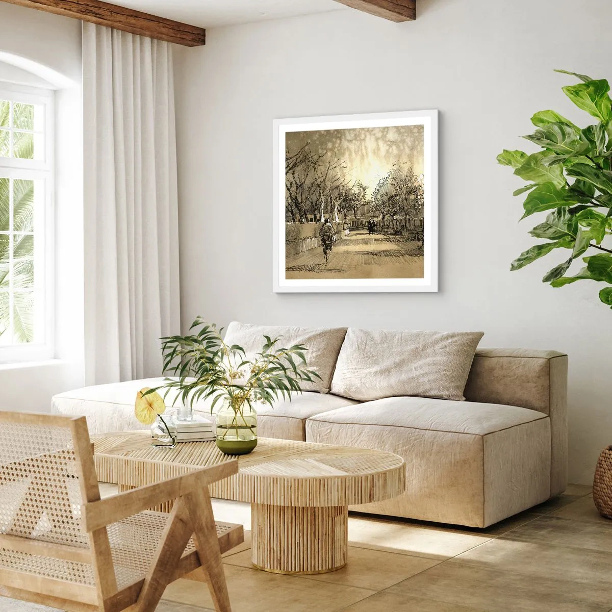 Plakat w białej ramie - Piórkiem zatrzymana chwila - 50x50 cm