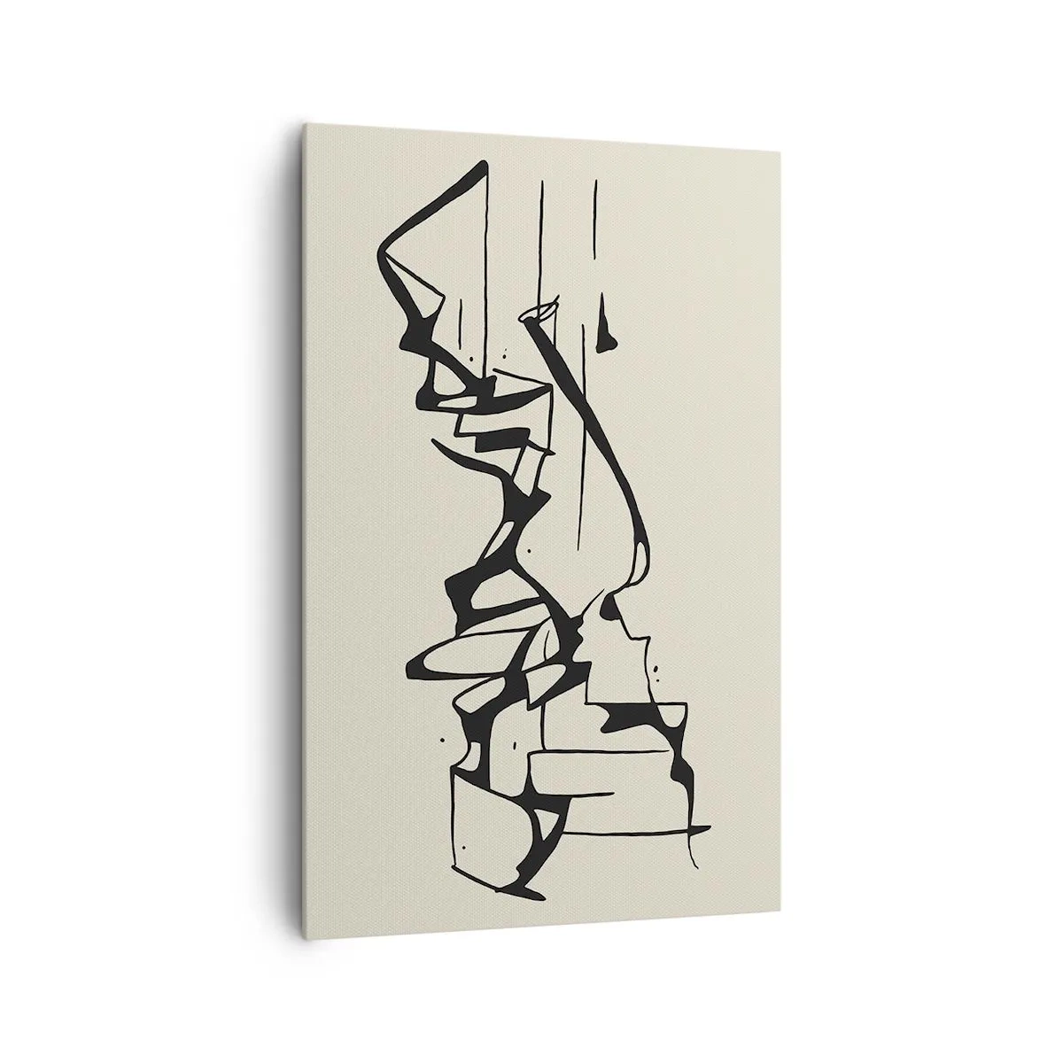 Obraz na płótnie - Abstrakcyjny rysunek gór w czarno-białej kolorystyce - 80x120cm - Być może pejzaż - Nowoczesna dekoracja ścienna do salonu i sypialni ARTTOR