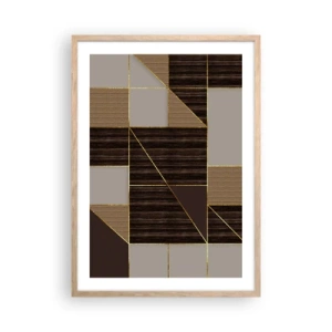 Plakat w ramie jasny dąb - Mozaika brązów i złota - 50x70 cm
