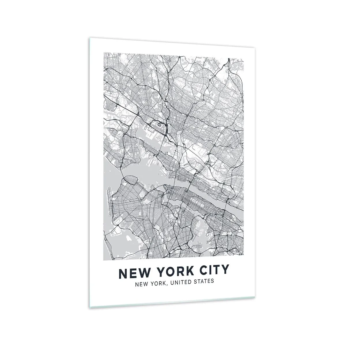 Obraz na szkle - Mapa miasta w minimalistycznym stylu na szarym tle - 70x100cm - Anatomia metropolii - Nowoczesna dekoracja ścienna do salonu i sypialni ARTTOR