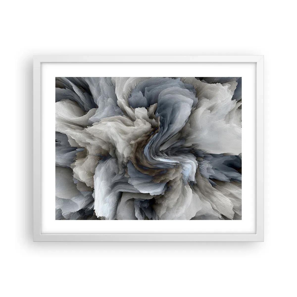Plakat w białej ramie - Kamień i kwiat - 50x40 cm