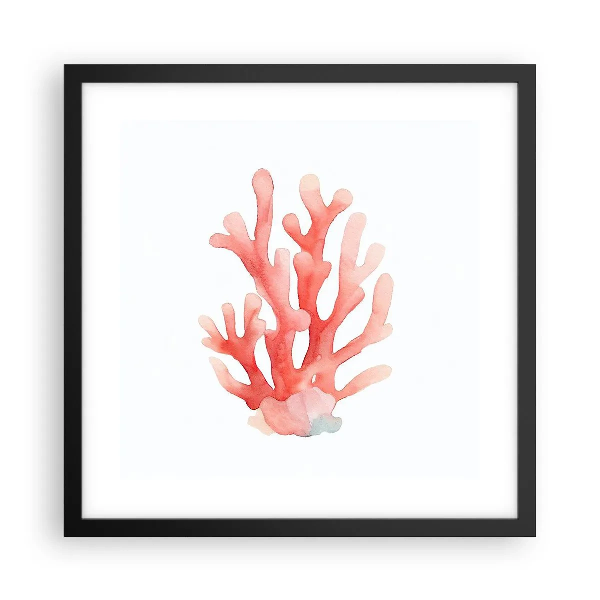 Plakat w czarnej ramie - Koral koloru koralowego - 40x40 cm