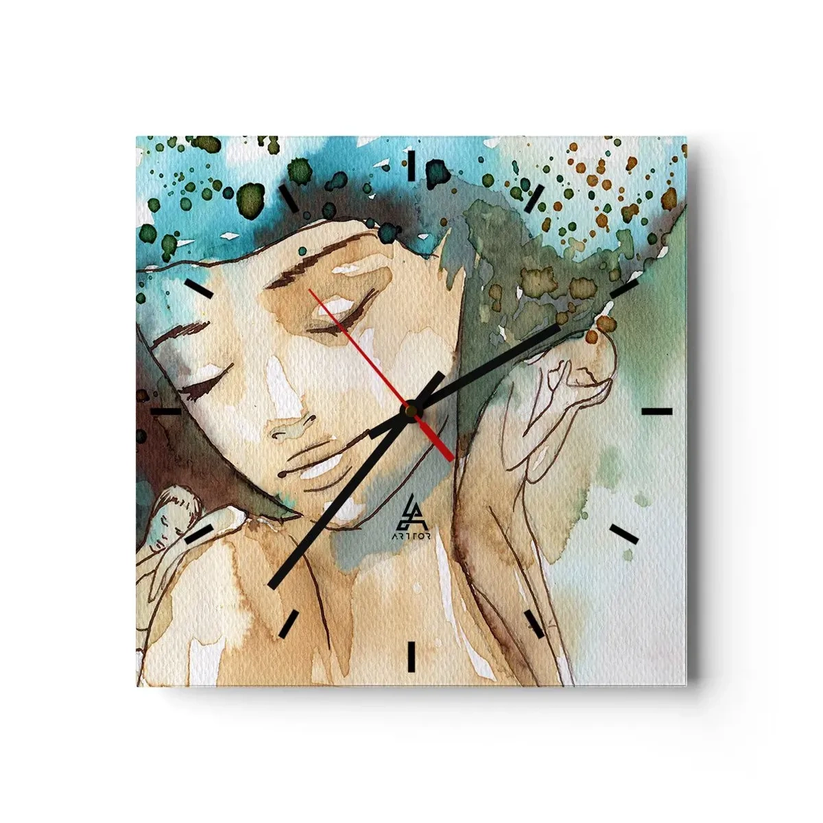 Zegar ścienny - Lady in blue - 40x40 cm