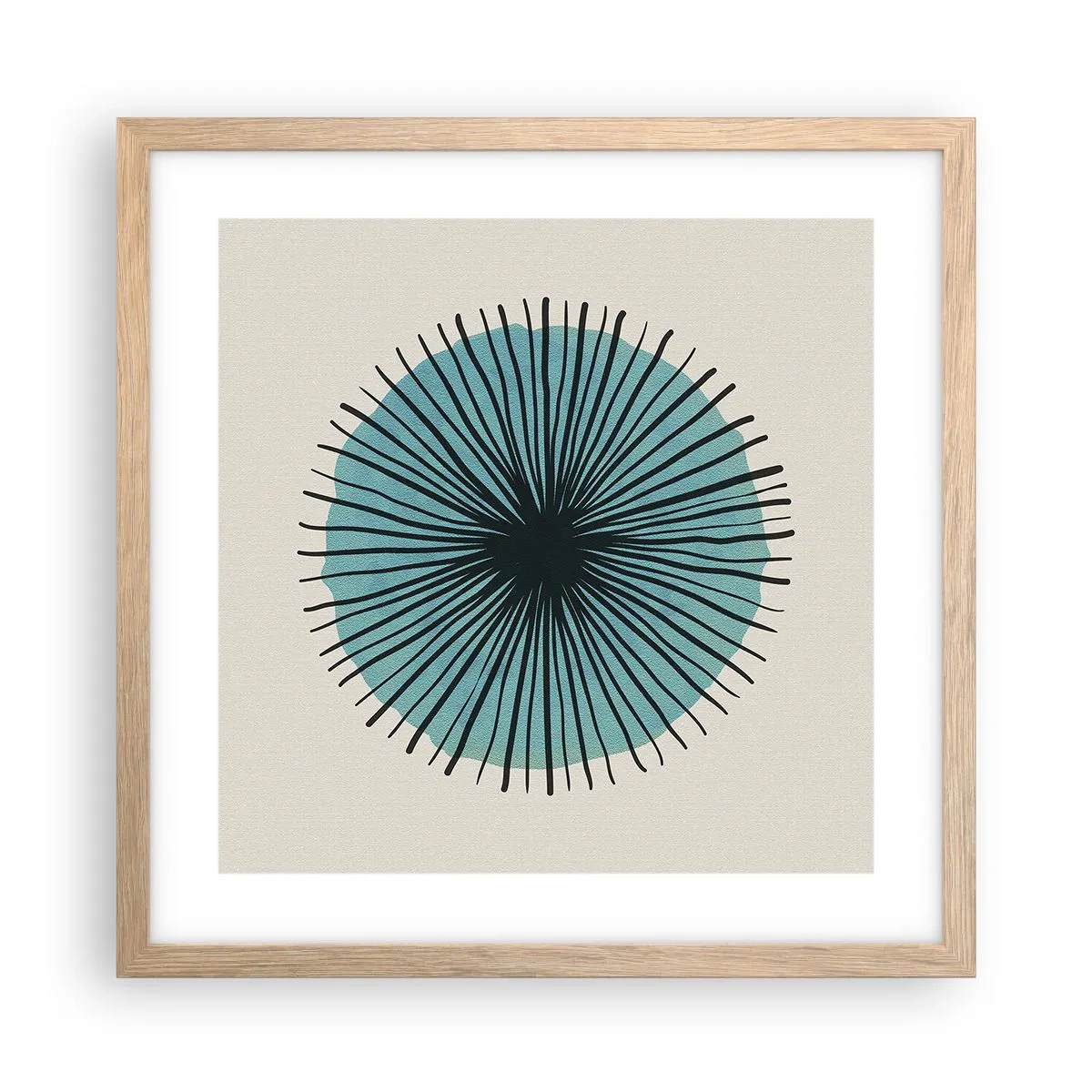 Plakat w ramie jasny dąb - Promieniście na błękicie - 40x40 cm