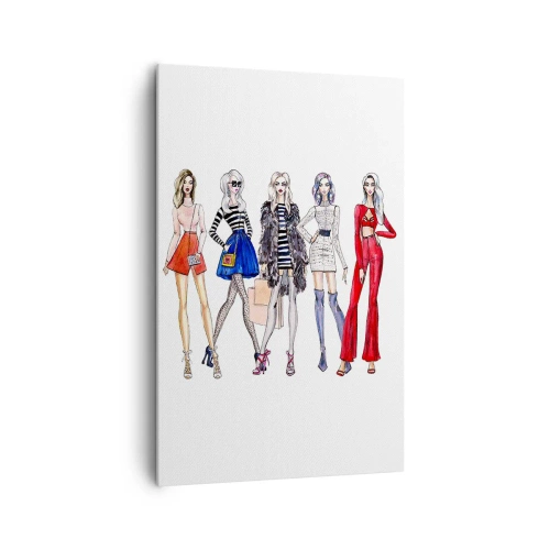 Obraz na płótnie - Stylowe ilustracje modowych sylwetek - 80x120cm - Every week Fashion Week - Nowoczesna dekoracja ścienna do salonu i sypialni ARTTOR